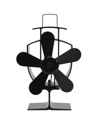 Ventilateur de poêle alimenté par chaleur 5 pales Noir | Mobilier & Déco