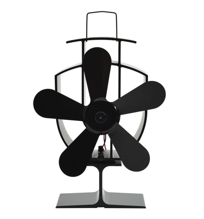 Ventilateur de poêle alimenté par chaleur 5 pales Noir | Mobilier & Déco