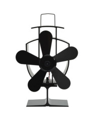 Ventilateur de poêle alimenté par chaleur 5 pales Noir | Mobilier & Déco