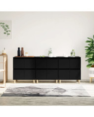 Buffets 3 pcs noir 60x35x70 cm bois d'ingénierie | Mobilier & Déco