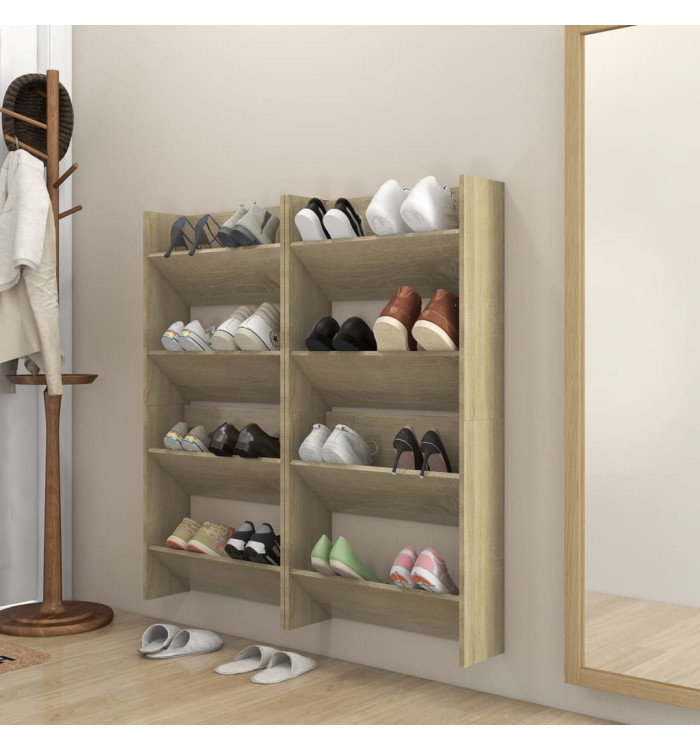 Armoires à chaussures murales 4pcs chêne sonoma bois ingénierie | Mobilier & Déco