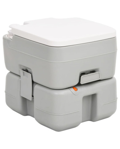 Toilette de camping portable gris et blanc 15+10 L PEHD | Mobilier & Déco