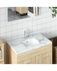 Évier salle de bain blanc 39x30x18,5 cm rectangulaire céramique | Mobilier & Déco