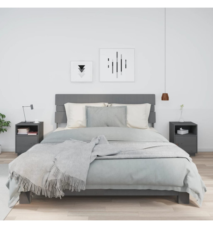 Tables de chevet 2 pcs Gris 40x34x55 cm Bois de pin massif | Mobilier & Déco