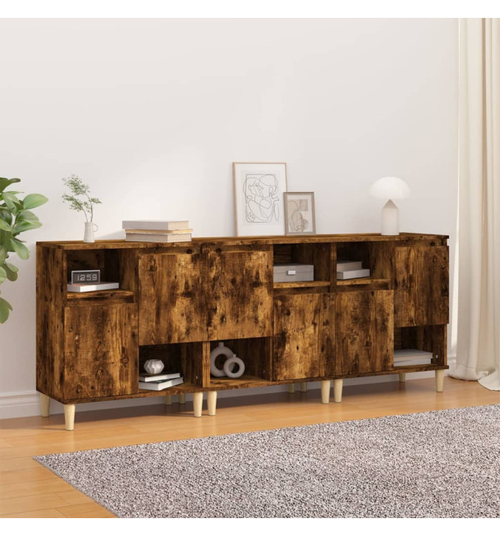 Buffets 3 pcs chêne fumé 60x35x70 cm bois d'ingénierie | Mobilier & Déco