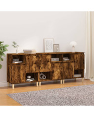 Buffets 3 pcs chêne fumé 60x35x70 cm bois d'ingénierie | Mobilier & Déco