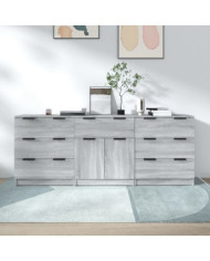 Buffets 3 pcs Sonoma gris Bois d'ingénierie | Mobilier & Déco