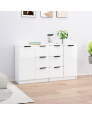 Buffets 2 pcs Blanc brillant 60x30x70 cm Bois d'ingénierie | Mobilier & Déco