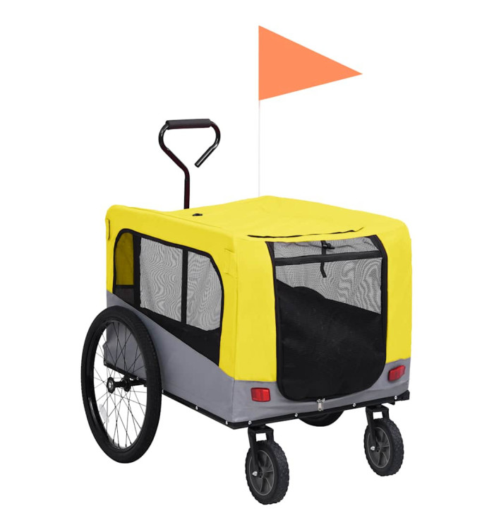 Remorque de vélo pour chiens et poussette 2-en-1 jaune et gris | Mobilier & Déco