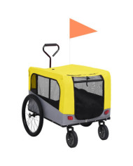 Remorque de vélo pour chiens et poussette 2-en-1 jaune et gris | Mobilier & Déco