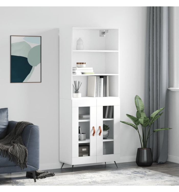 Buffet haut Blanc 69,5x34x180 cm Bois d'ingénierie | Mobilier & Déco