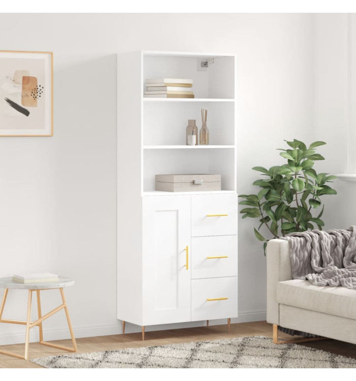 Buffet haut Blanc 69,5x34x180 cm Bois d'ingénierie | Mobilier & Déco