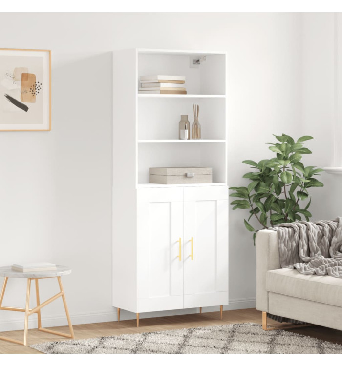 Buffet haut Blanc 69,5x34x180 cm Bois d'ingénierie | Mobilier & Déco