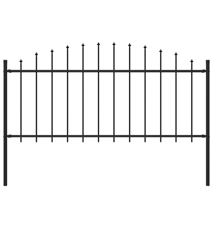 Clôture de jardin à dessus en lance Acier (0,5-0,75)x1,7 m Noir | Mobilier & Déco