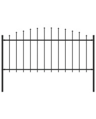 Clôture de jardin à dessus en lance Acier (0,5-0,75)x1,7 m Noir | Mobilier & Déco
