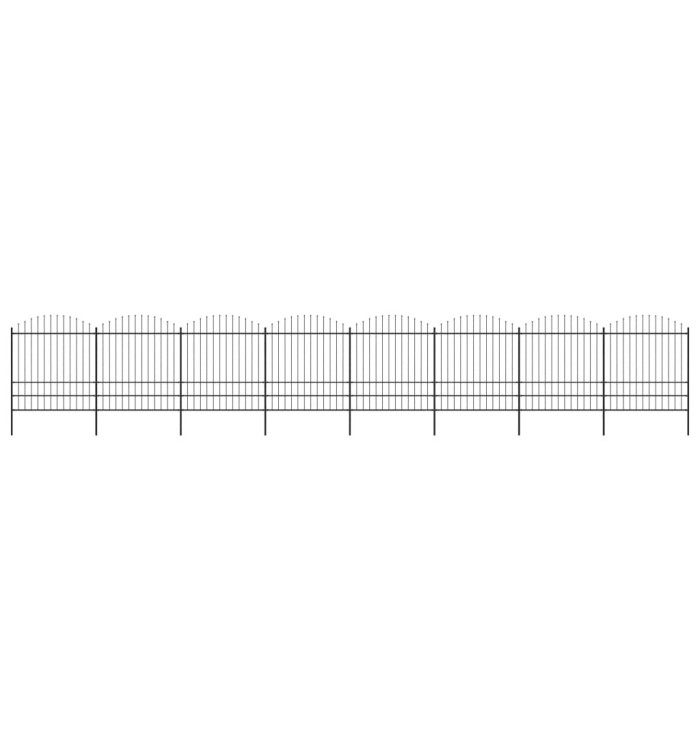 Clôture de jardin à dessus en lance Acier (1,75-2)x13,6 m Noir | Mobilier & Déco