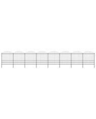 Clôture de jardin à dessus en lance Acier (1,75-2)x13,6 m Noir | Mobilier & Déco