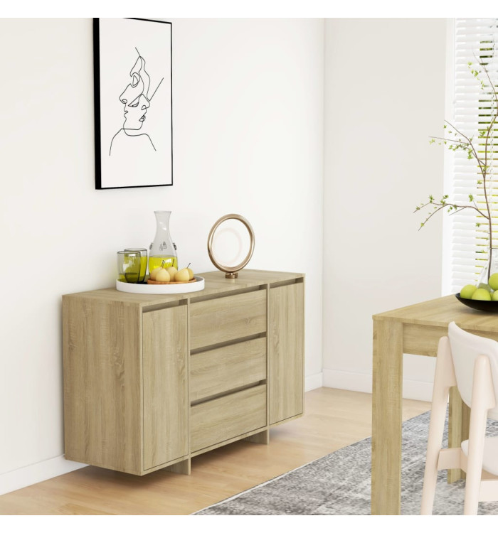 Buffet avec 3 tiroirs Chêne Sonoma 120x41x75 cm Bois ingénierie | Mobilier & Déco