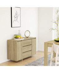 Buffet avec 3 tiroirs Chêne Sonoma 120x41x75 cm Bois ingénierie | Mobilier & Déco