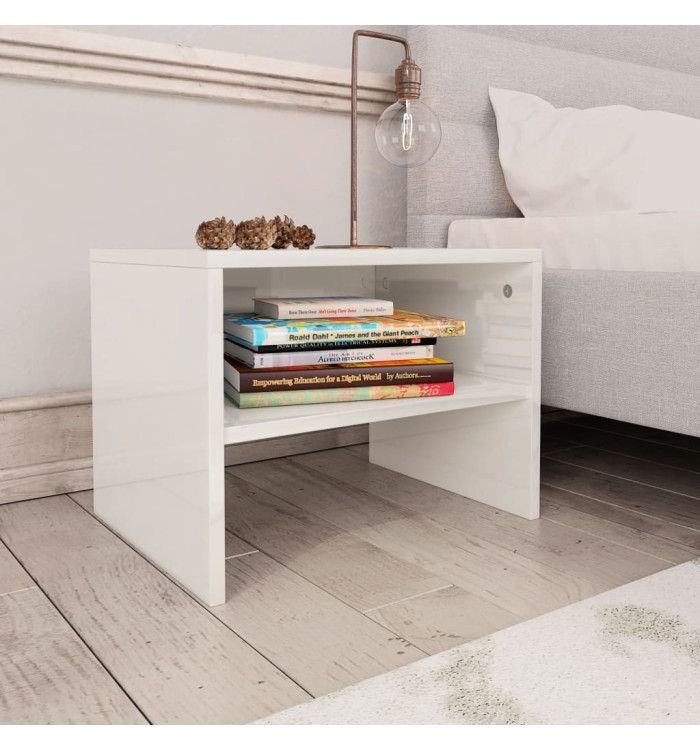 Table de chevet Blanc brillant 40x30x30 cm Bois ingénierie | Mobilier & Déco