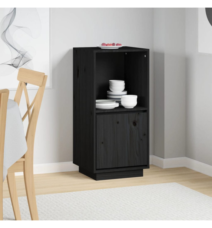 Buffet noir 38x35x80 cm bois massif de pin | Mobilier & Déco
