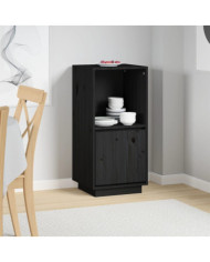 Buffet noir 38x35x80 cm bois massif de pin | Mobilier & Déco