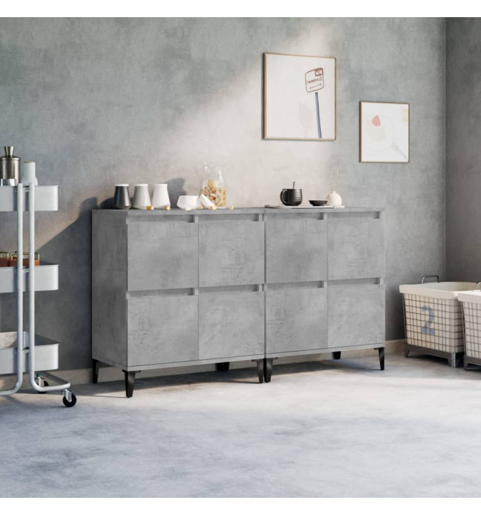 Buffets 2 pcs gris béton 60x35x70 cm bois d'ingénierie | Mobilier & Déco