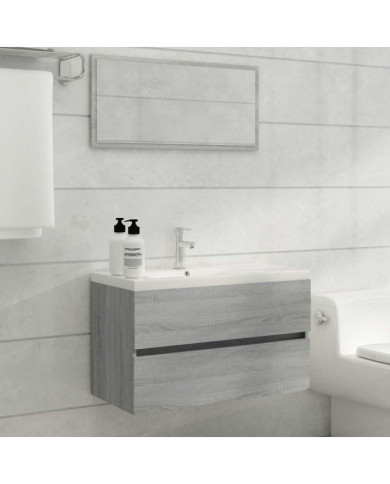Ensemble de meubles de salle de bain 2 pcs Sonoma gris | Mobilier & Déco