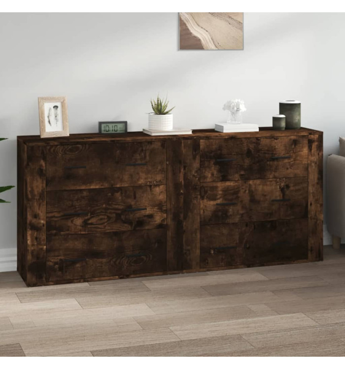 Buffets 2 pcs chêne fumé bois d'ingénierie | Mobilier & Déco