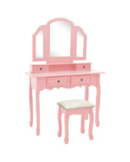 Ensemble de coiffeuse et tabouret Rose 100x40x146 cm Paulownia | Mobilier & Déco