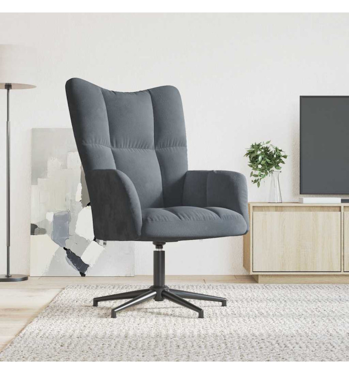 Chaise de relaxation Gris foncé Velours | Mobilier & Déco