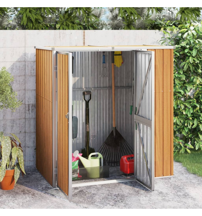 Abri à outils de jardin marron 161x89x161 cm acier galvanisé | Mobilier & Déco