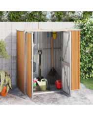 Abri à outils de jardin marron 161x89x161 cm acier galvanisé | Mobilier & Déco