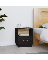 Table de chevet Noir 40x34x45 cm Bois de pin massif | Mobilier & Déco