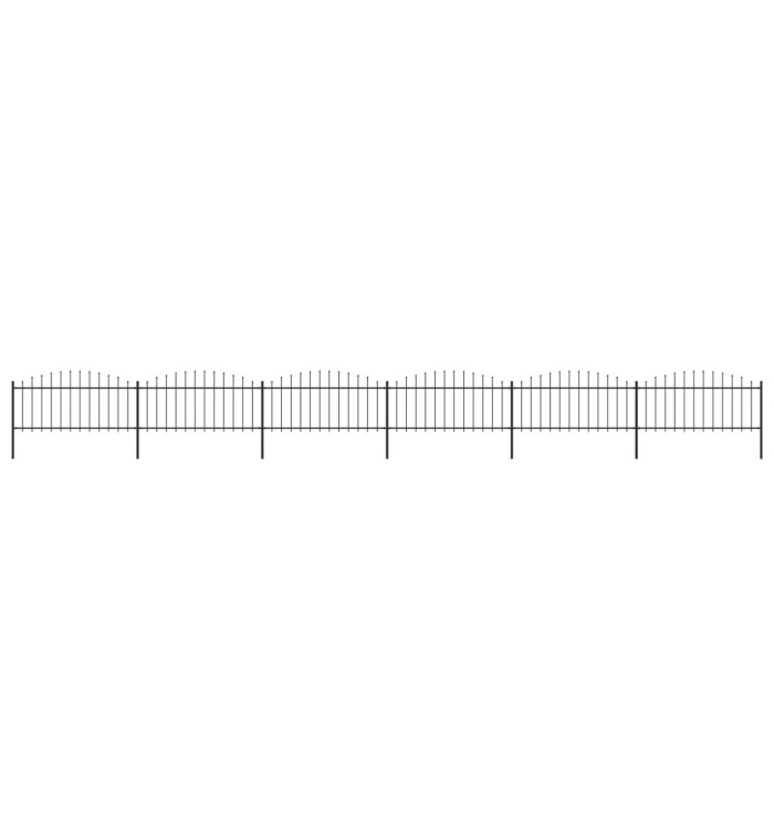 Clôture de jardin à dessus en lance Acier (0,5-0,75)x10,2m Noir | Mobilier & Déco