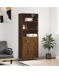 Buffet haut Chêne marron 69,5x34x180 cm Bois d'ingénierie | Mobilier & Déco