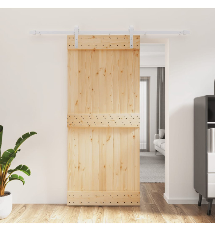 Porte coulissante et kit de quincaillerie 90x210 cm pin massif | Mobilier & Déco