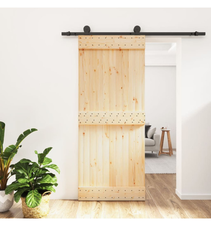 Porte coulissante et kit de quincaillerie 85x210 cm pin massif | Mobilier & Déco