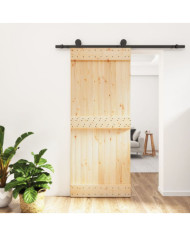 Porte coulissante et kit de quincaillerie 85x210 cm pin massif | Mobilier & Déco