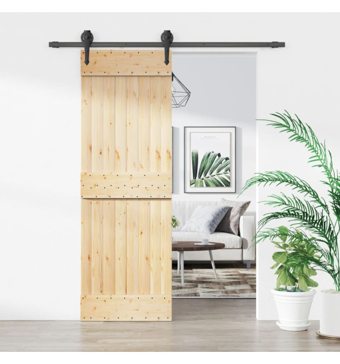 Porte coulissante et kit de quincaillerie 70x210 cm pin massif | Mobilier & Déco