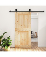 Porte coulissante et kit de quincaillerie 95x210 cm pin massif | Mobilier & Déco