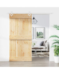 Porte coulissante et kit de quincaillerie 100x210 cm pin massif | Mobilier & Déco