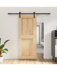 Porte coulissante et kit de quincaillerie 85x210 cm pin massif | Mobilier & Déco
