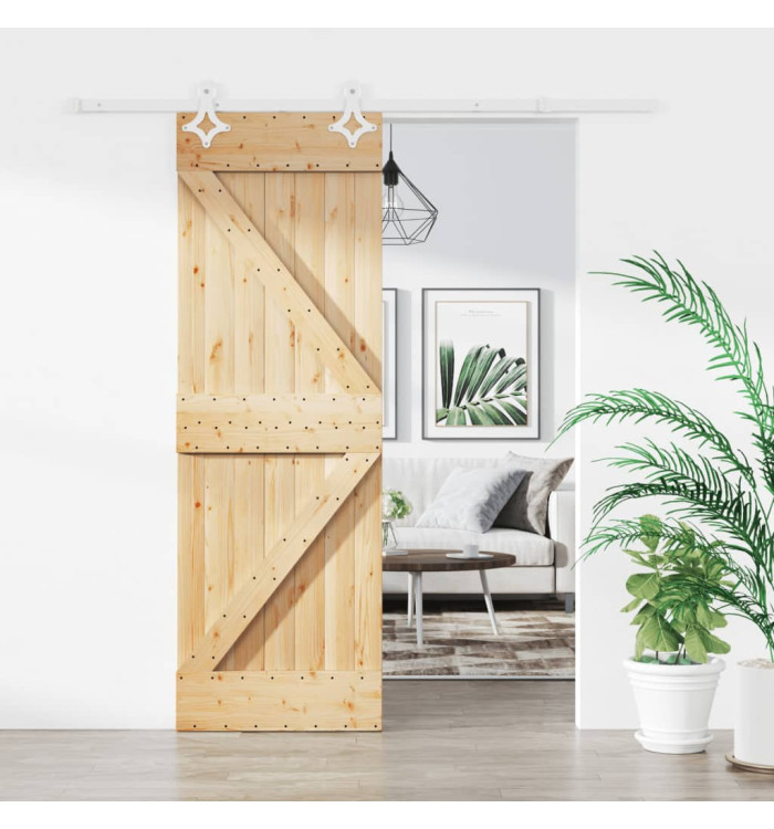 Porte coulissante et kit de quincaillerie 70x210 cm pin massif | Mobilier & Déco