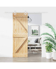 Porte coulissante et kit de quincaillerie 70x210 cm pin massif | Mobilier & Déco