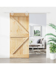 Porte coulissante et kit de quincaillerie 100x210 cm pin massif | Mobilier & Déco