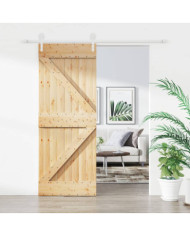Porte coulissante et kit de quincaillerie 85x210 cm pin massif | Mobilier & Déco