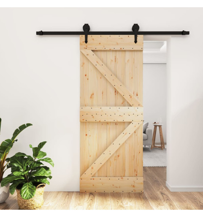Porte coulissante et kit de quincaillerie 85x210 cm pin massif | Mobilier & Déco