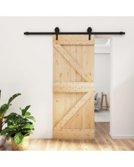 Porte coulissante et kit de quincaillerie 85x210 cm pin massif | Mobilier & Déco