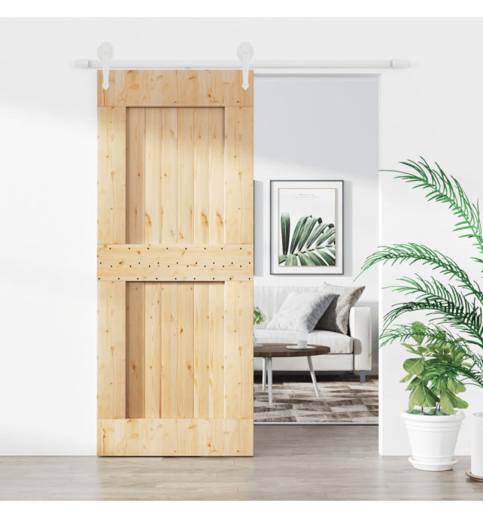 Porte coulissante et kit de quincaillerie 85x210 cm pin massif | Mobilier & Déco